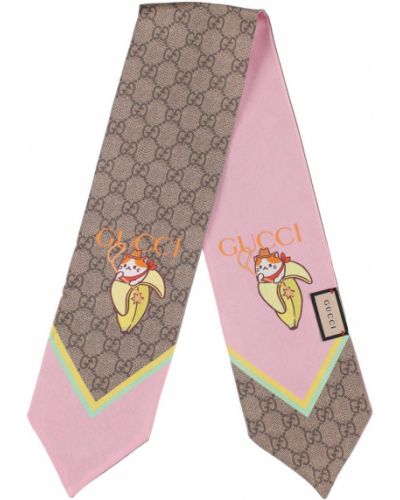 Шелковый шарф с бантом Gucci, розовый