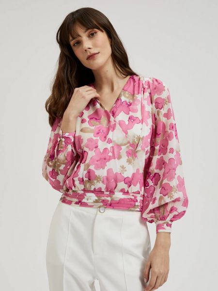 Bluza s v-izrezom Moodo ružičasta