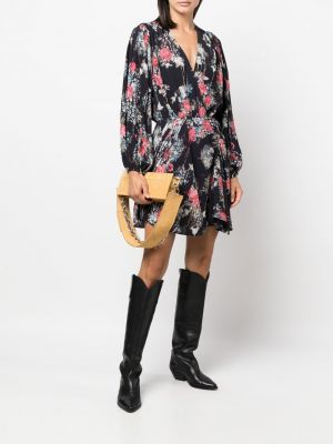 Květinové přiléhavé mini šaty Iro černé