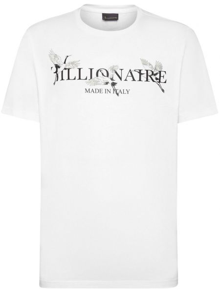 Памучна тениска с принт Billionaire бяло