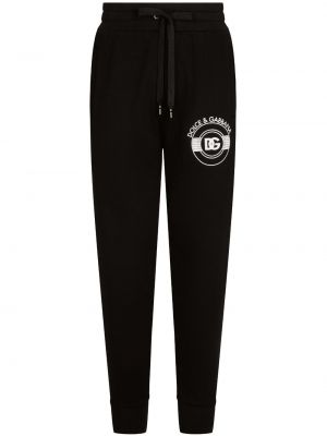Pantaloni sport din bumbac cu imagine Dolce & Gabbana negru