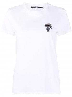 Памучна тениска Karl Lagerfeld бяло