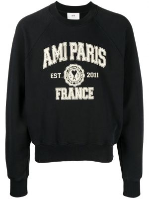 Trykt bomull sweatshirt Ami Paris svart