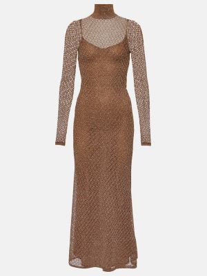 Sukienka długa Tom Ford brązowa
