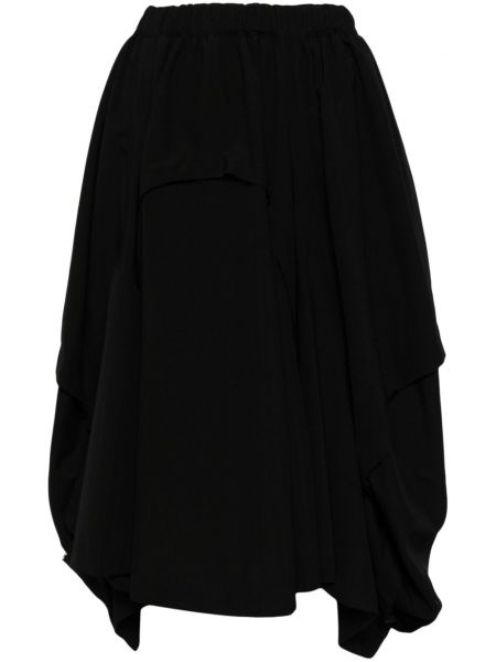 Drapované vlněné midi sukně Comme Des Garçons černé