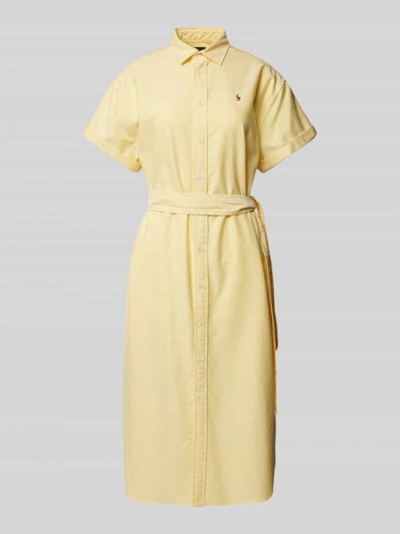 Sukienka midi bawełniana Polo Ralph Lauren żółta