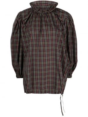 Bluzka w kratkę z nadrukiem oversize Sofie Dhoore czarna