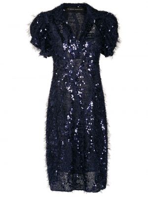 Flitrované večerné šaty s perím Gloria Coelho modrá