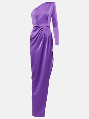 Vestido largo de raso de crepé Alex Perry violeta