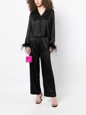 Hedvábné rovné kalhoty Lisa Von Tang černé