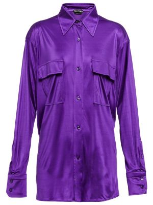 Saténová košeľa Tom Ford fialová