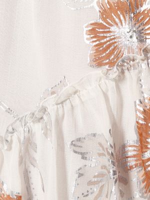 Bombažno svileno midi krilo s cvetličnim vzorcem See By Chloe bela