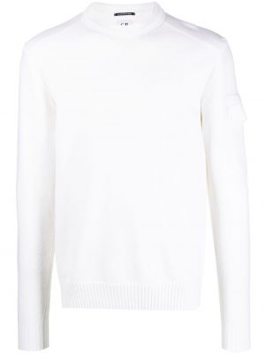 Vlněný svetr s kulatým výstřihem C.p. Company bílý