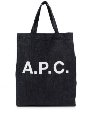 Шопинг чанта с принт A.p.c. синьо