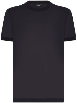 Копринена тениска с кръгло деколте Dolce & Gabbana синьо