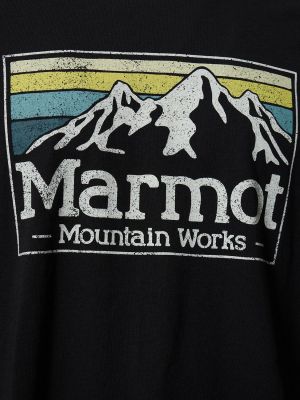 Bavlněné tričko s potiskem s přechodem barev Marmot černé