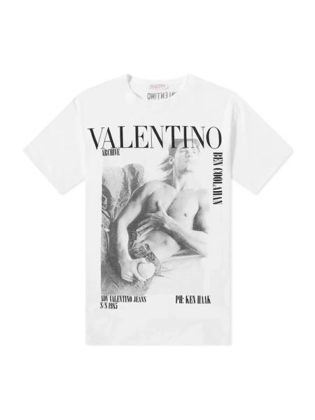 Koszulka bawełniana z nadrukiem Valentino biała