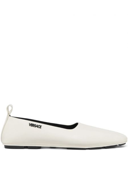 Δερμάτινα loafers Versace λευκό