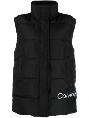 Rifľová vesta s potlačou Calvin Klein Jeans čierna