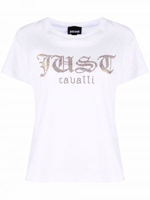 Тениска с кристали Just Cavalli бяло