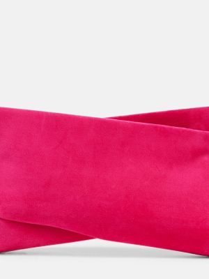 Bavlnená zamatová listová kabelka Christian Louboutin ružová
