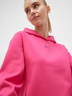 Рожевий светр з капюшоном з принтом Ea7 Emporio Armani