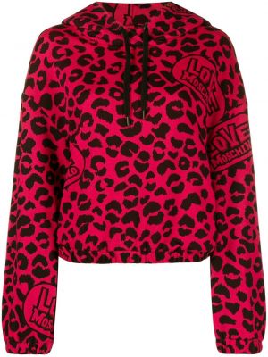 Leopard trykt hettegenser Love Moschino rosa