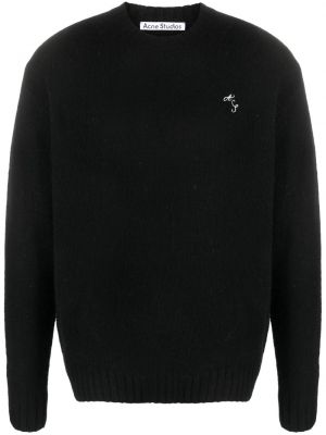Volneni pulover z vezenjem Acne Studios črna