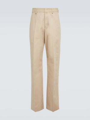 Βαμβακερό παντελόνι σε φαρδιά γραμμή Valentino μπεζ