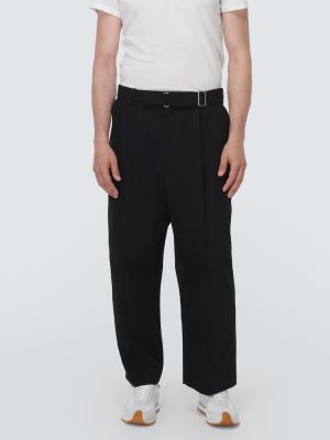 Pantaloni din bumbac oversize cu croială lejeră Loewe negru