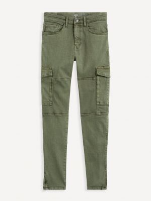 Skinny fit džínsy s vreckami s vreckami Celio zelená