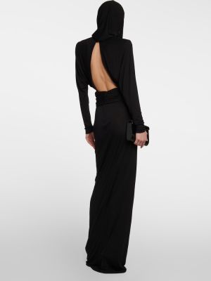 Maksi haljina s kapuljačom Saint Laurent crna
