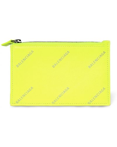 Δερμάτινος πορτοφόλι με φερμουάρ Balenciaga κίτρινο