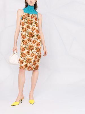 Vestido de flores con estampado Kwaidan Editions naranja