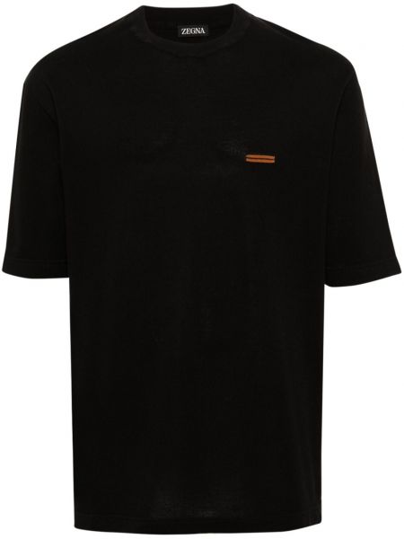 Kokvilnas t-krekls ar apaļu kakla izgriezumu Zegna melns