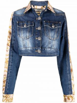 Kurtka jeansowa z nadrukiem Philipp Plein niebieska
