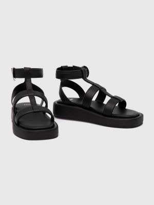 Kožne sandale s platformom Boss crna
