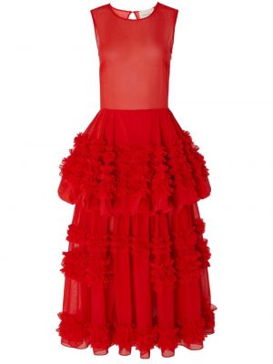 Sukienka koktajlowa z falbankami Molly Goddard czerwona