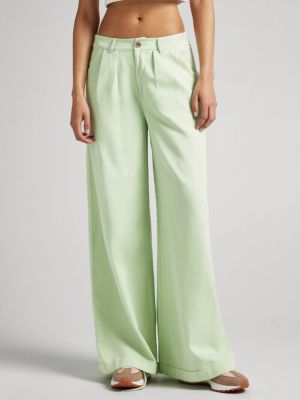 Lniane spodnie relaxed fit Pepe Jeans zielone