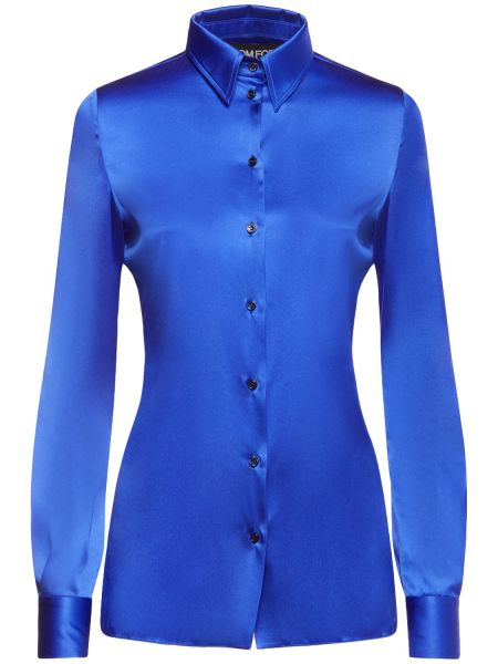 Camisa de raso de seda Tom Ford azul