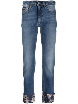 Skinny fit džinsi ar ziediem ar apdruku Versace Jeans Couture zils