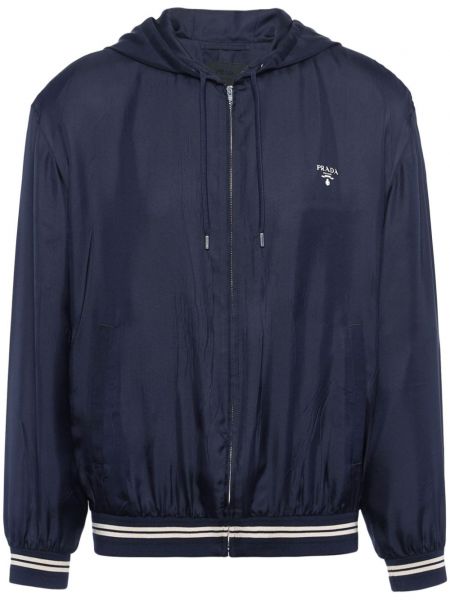 Svilena jakna s kapuljačom s printom Prada