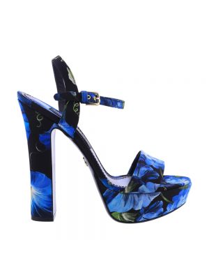 Chaussures de ville en satin à fleurs à plateforme Dolce & Gabbana