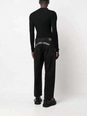 Bavlněné straight fit džíny s výšivkou 44 Label Group černé