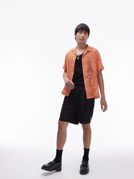 Рубашка свободного кроя Topman оранжевая