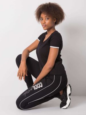 Pantaloni sport cu aplicații Fashionhunters negru
