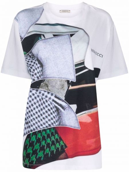 Camiseta con estampado con estampado abstracto Nina Ricci blanco