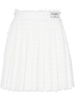 Πλισέ φούστα mini tweed Balmain λευκό