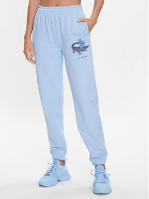 Priliehavé teplákové nohavice Lacoste modrá
