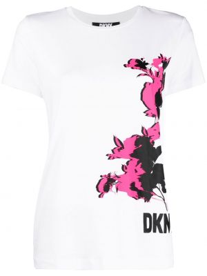 Trykt floral bomull t-skjorte Dkny hvit